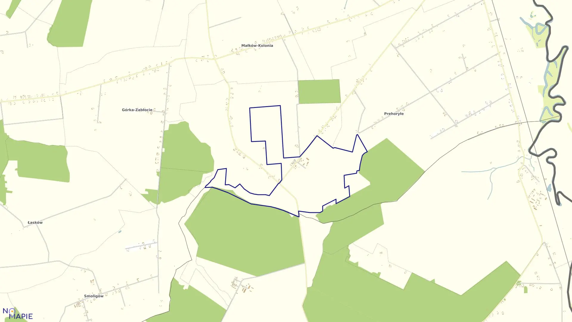 Mapa obrębu Małków PGR w gminie Mircze