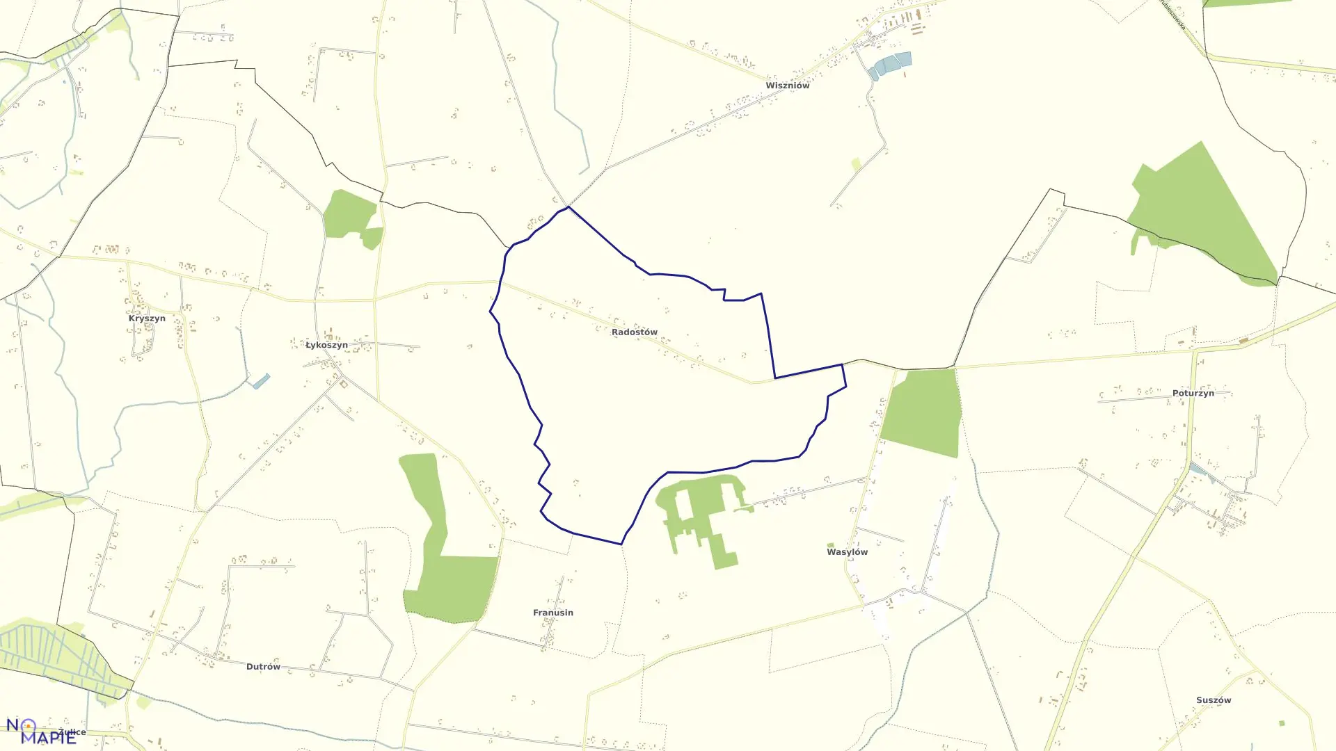 Mapa obrębu Radostów w gminie Mircze