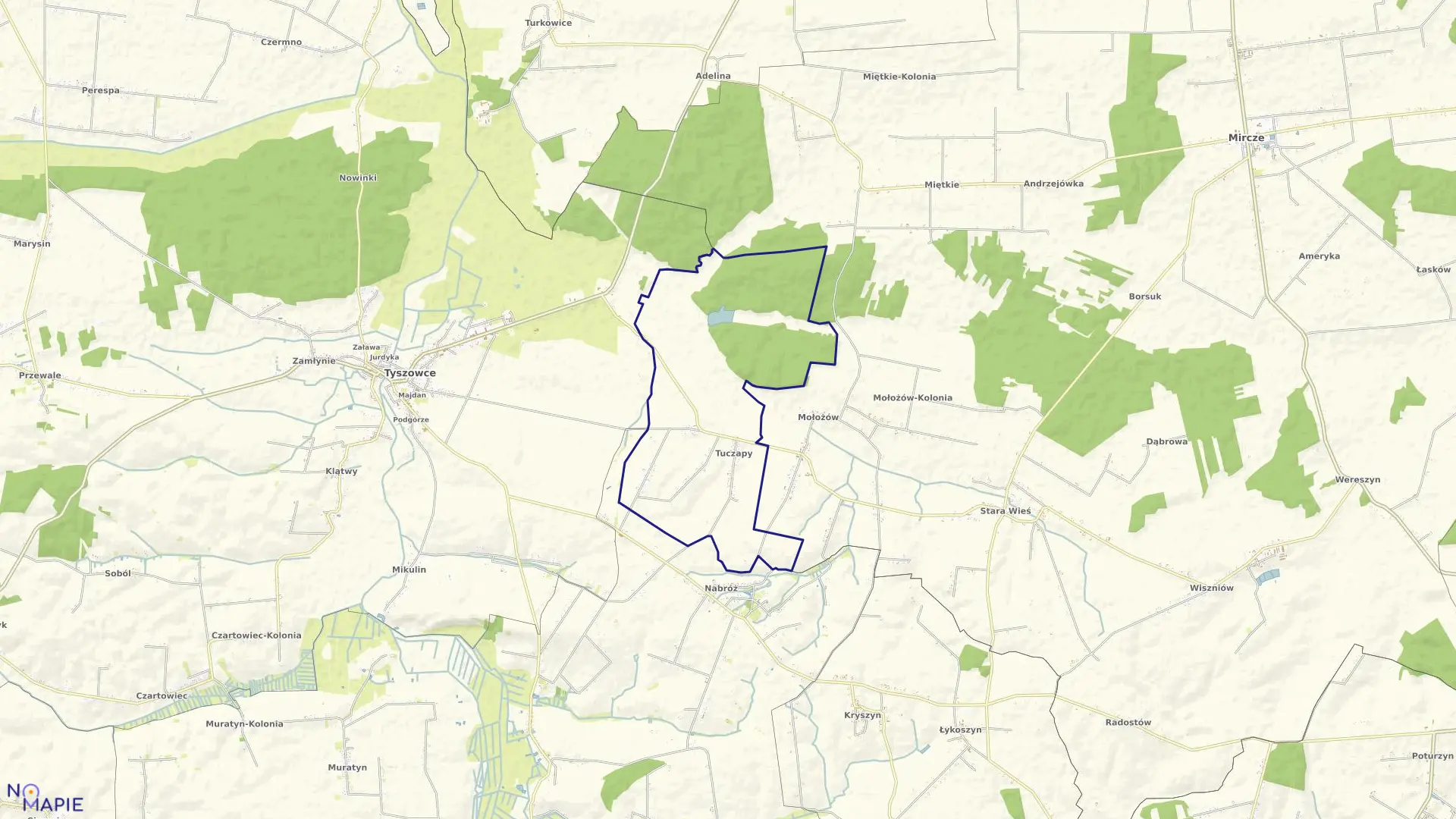 Mapa obrębu Tuczapy w gminie Mircze